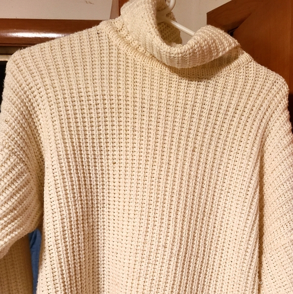 Cream Turtleneck Tunic Lengthknit 